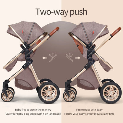 Reversible seat on the KinderFizz stroller facing the parent and facing forward
