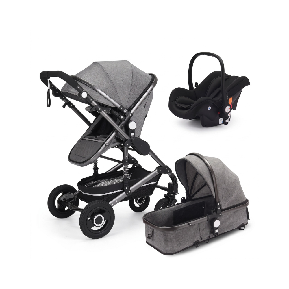 3-in-1 Baby Stroller Travel System with Reversible Seat and Baby Carrier