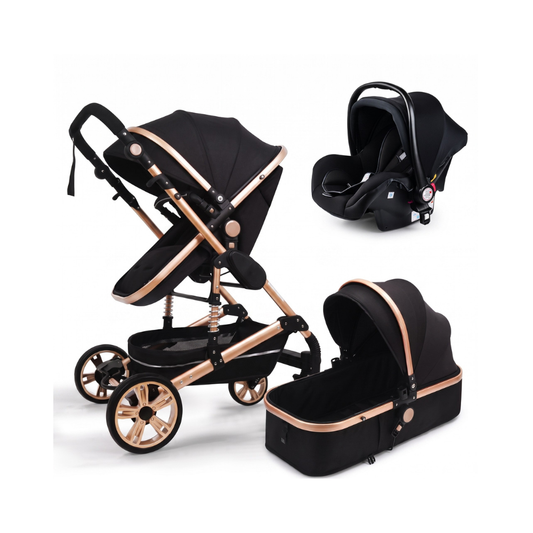 3-in-1 Baby Stroller Travel System with Reversible Seat and Baby Carrier