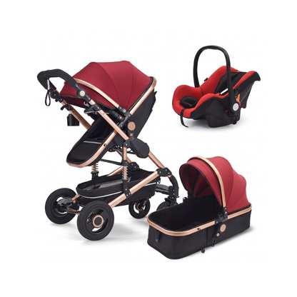 3-in-1 Baby Stroller Travel System with Reversible Seat and Baby Carrier