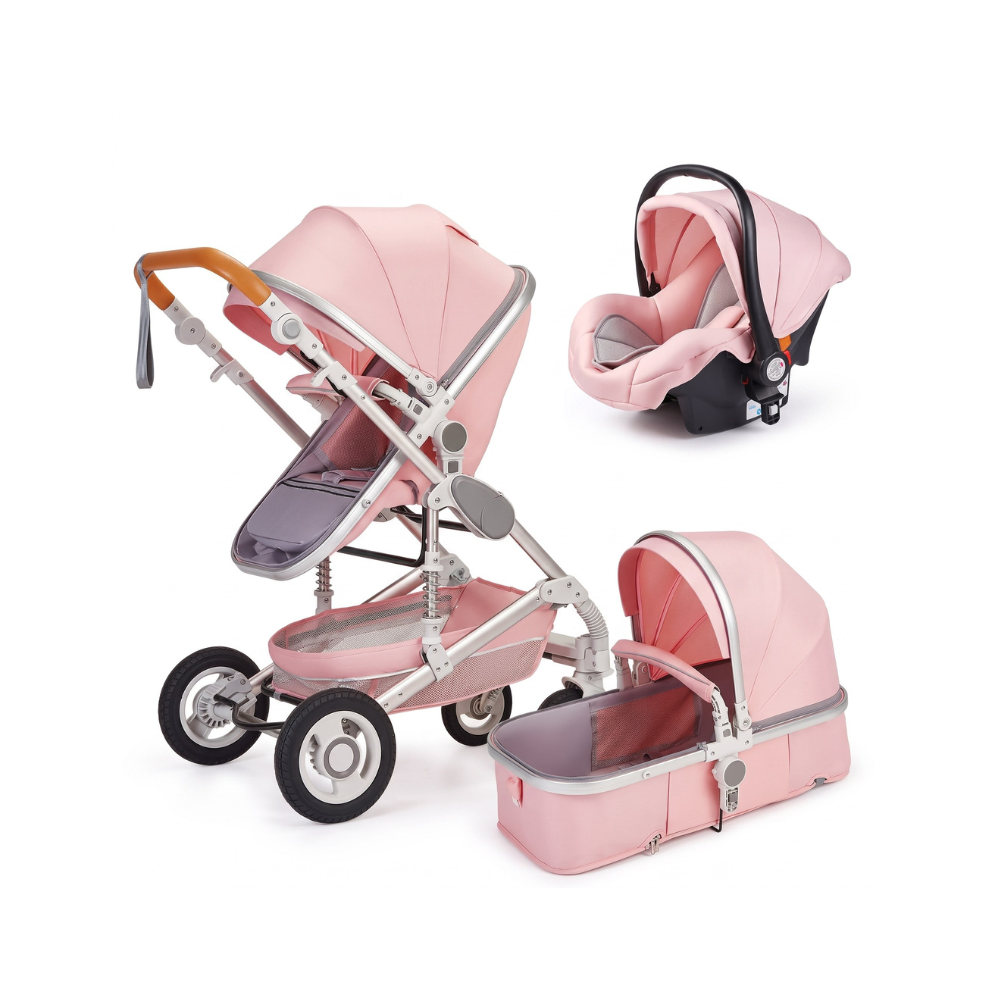 3-in-1 Baby Stroller Travel System with Reversible Seat and Baby Carrier