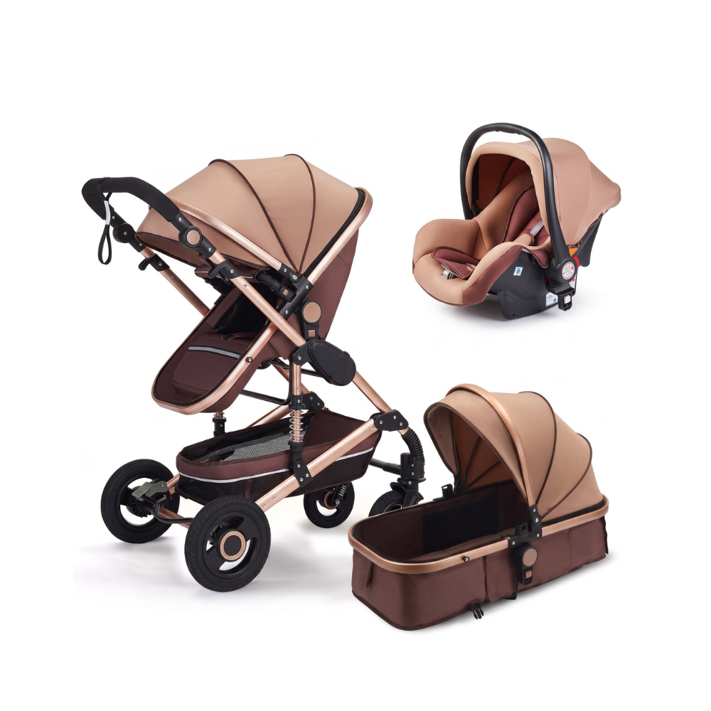 3-in-1 Baby Stroller Travel System with Reversible Seat and Baby Carrier