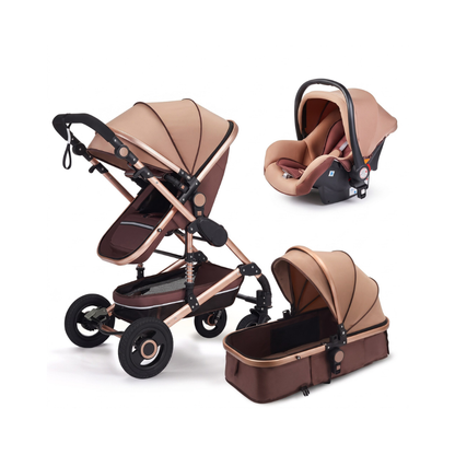 3-in-1 Baby Stroller Travel System with Reversible Seat and Baby Carrier
