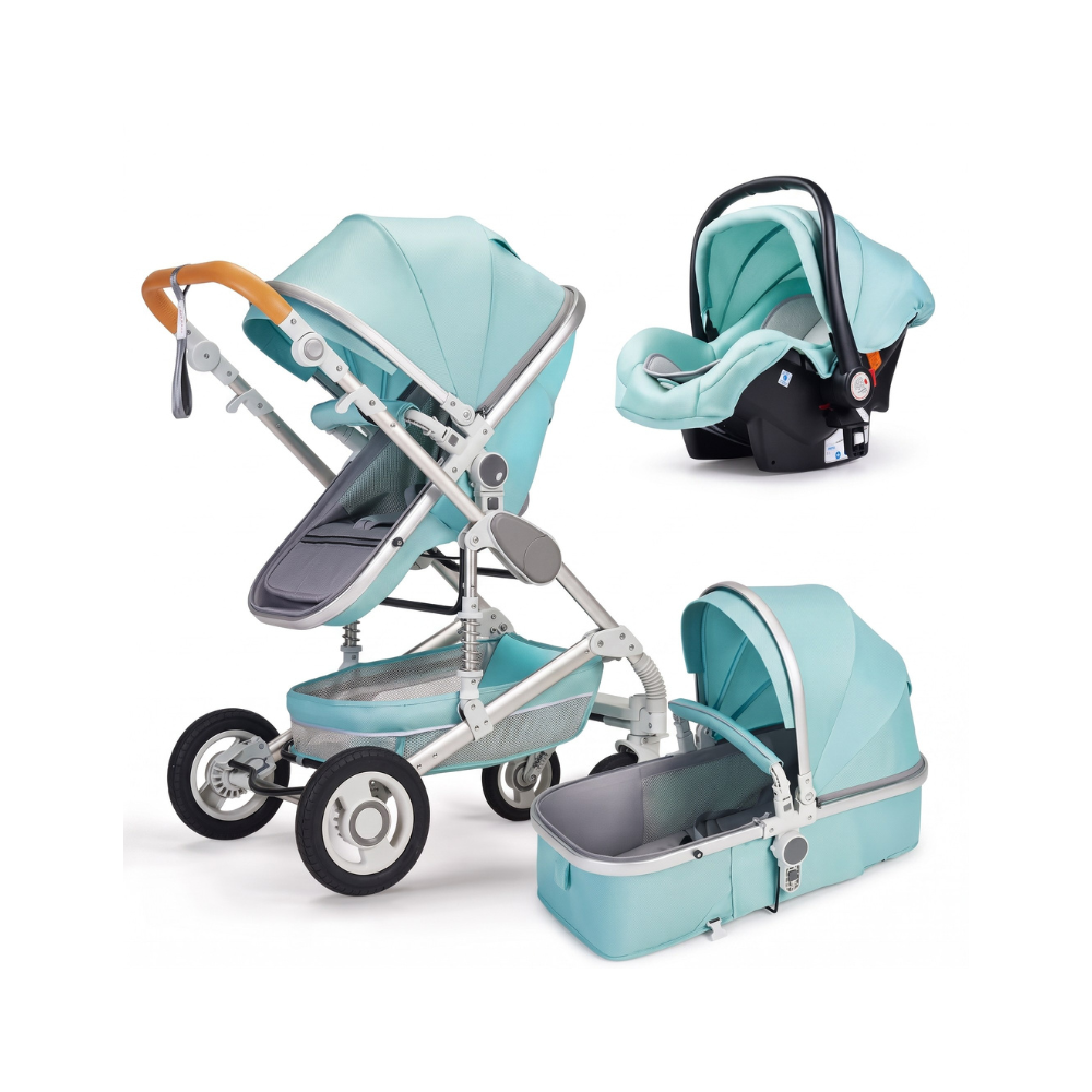 3-in-1 Baby Stroller Travel System with Reversible Seat and Baby Carrier