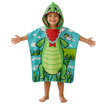 Kids Hooded Swim Towel Poncho, Quick-Dry Design