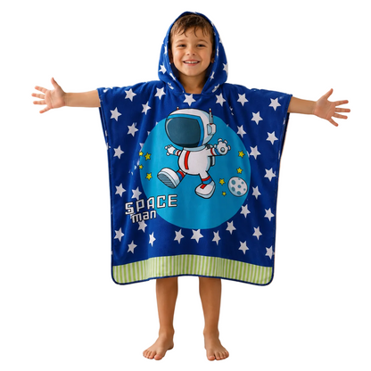 Kids Hooded Swim Towel Poncho, Quick-Dry Design