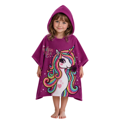 Kids Hooded Swim Towel Poncho, Quick-Dry Design