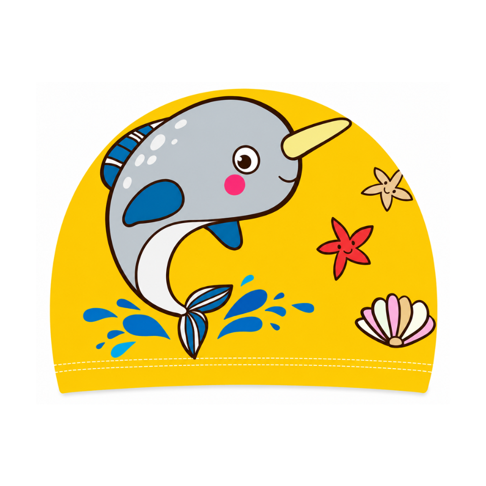 Kids Cartoon Printed Swimming Cap, Unicorn, Dolphin & Mermaid Designs
