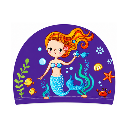 Kids Cartoon Printed Swimming Cap, Unicorn, Dolphin & Mermaid Designs