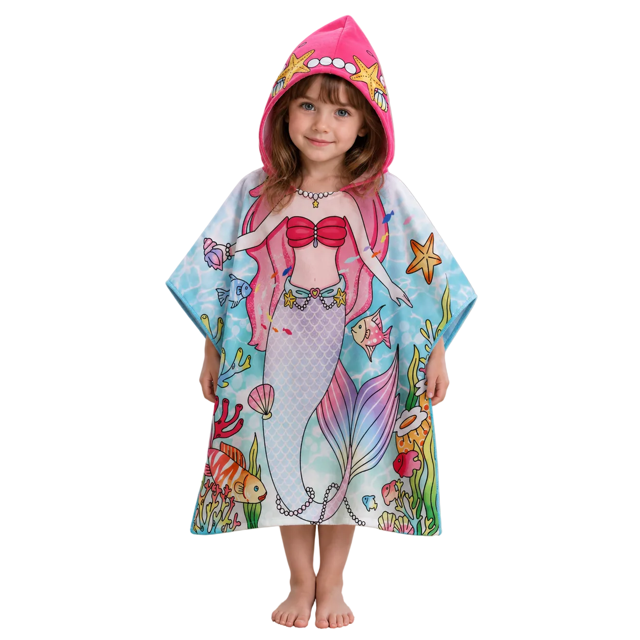 Kids Hooded Swim Towel Poncho, Quick-Dry Design