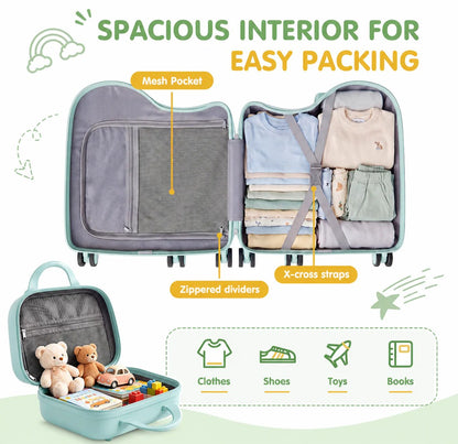 Kids Ride On Suitcase Set With Portable Bag