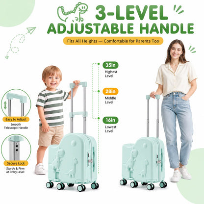 Kids Ride On Suitcase Set With Portable Bag