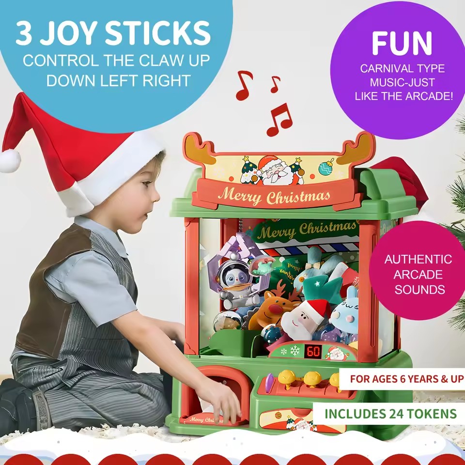 Kids Mini Claw Machine with Lights and Music, Special Christmas Edition