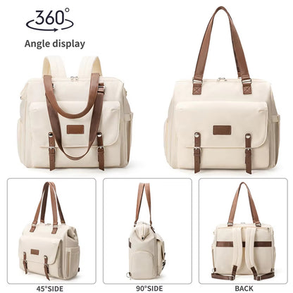 Convertible Diaper Bag Tote Backpack with Shoes Compartment and Laptop Sleeve
