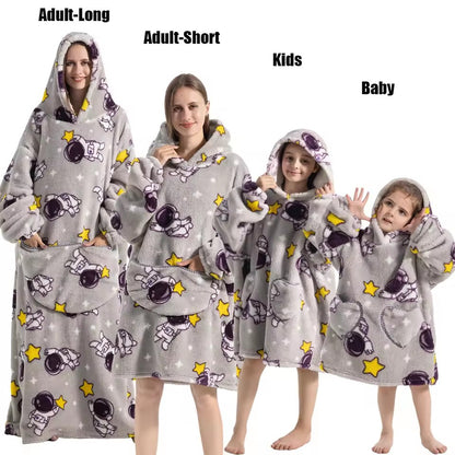 Oversized Sherpa Blanket Hoodie, Matching Sizes from Baby to Adult