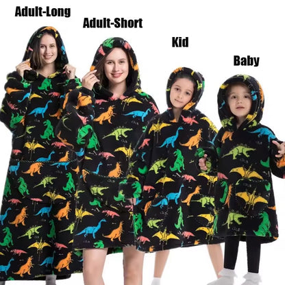 Oversized Sherpa Blanket Hoodie, Matching Sizes from Baby to Adult