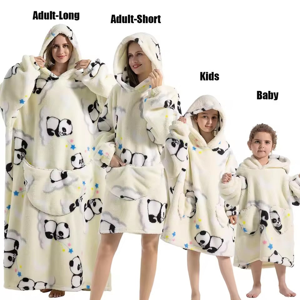 Oversized Sherpa Blanket Hoodie, Matching Sizes from Baby to Adult