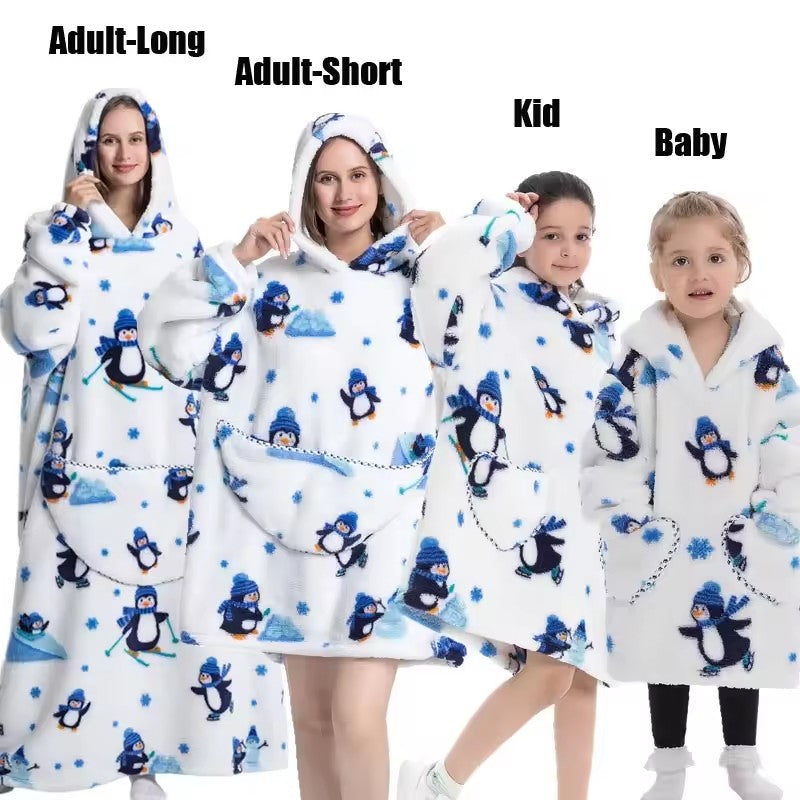 Oversized Sherpa Blanket Hoodie, Matching Sizes from Baby to Adult
