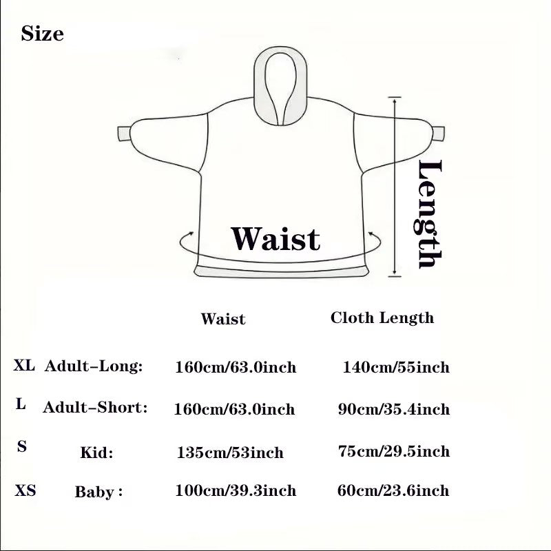 Oversized Sherpa Blanket Hoodie, Matching Sizes from Baby to Adult