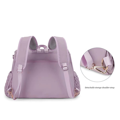 Knit Quilted Diaper Bag Backpack with Changing Pad and Insulated Pockets