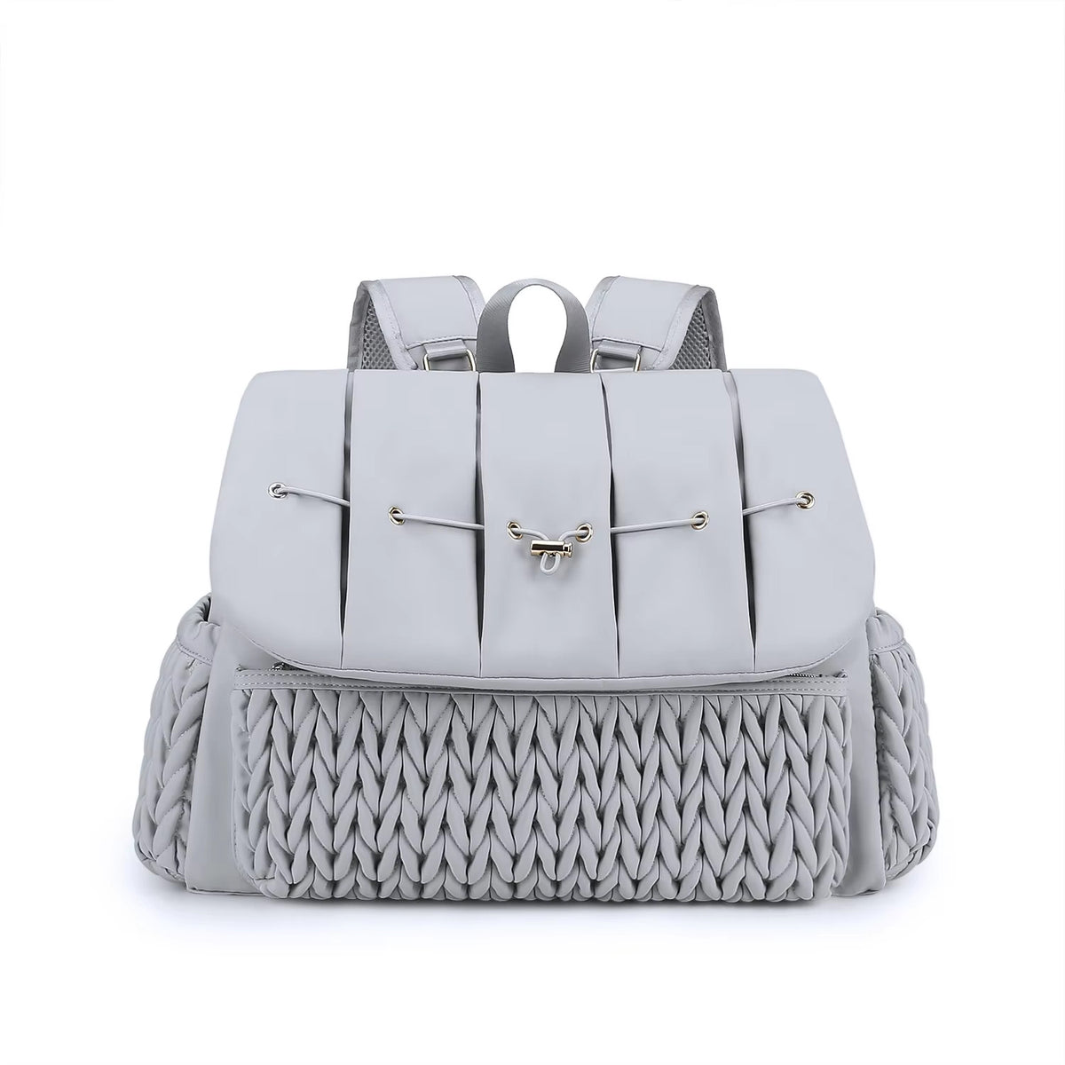 Knit Quilted Diaper Bag Backpack with Changing Pad and Insulated Pockets