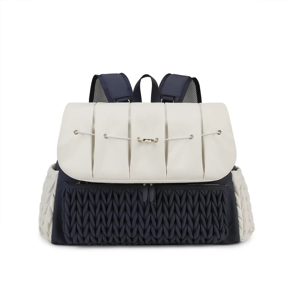 Knit Quilted Diaper Bag Backpack with Changing Pad and Insulated Pockets