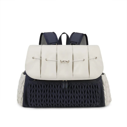Knit Quilted Diaper Bag Backpack with Changing Pad and Insulated Pockets