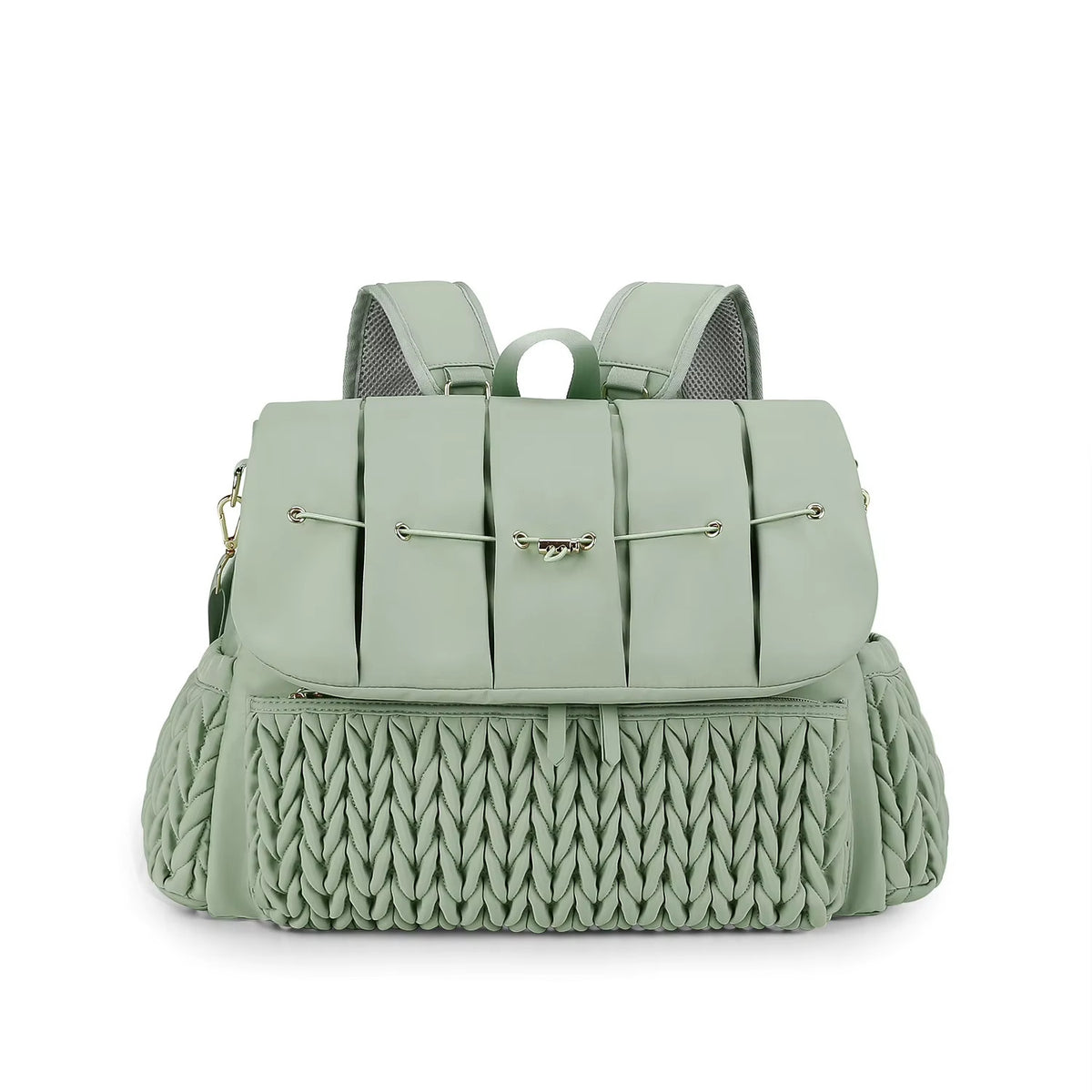 Knit Quilted Diaper Bag Backpack with Changing Pad and Insulated Pockets