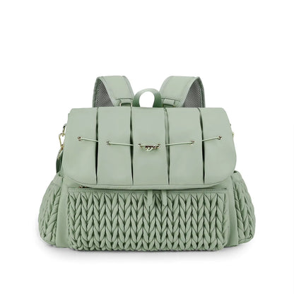 Knit Quilted Diaper Bag Backpack with Changing Pad and Insulated Pockets