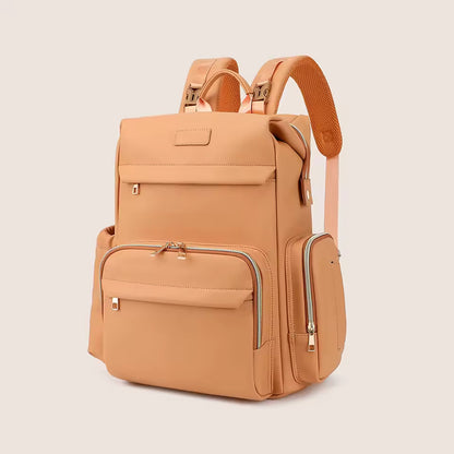 PU Leather Diaper Bag Backpack with Insulated Bottle Pockets and Wipes Pocket