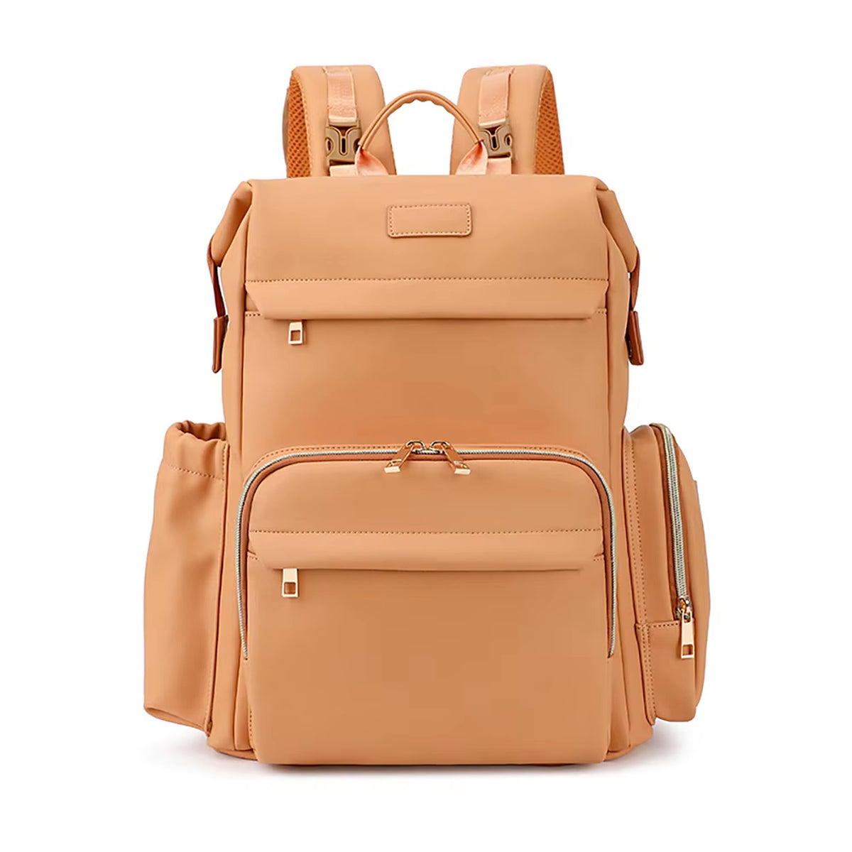 PU Leather Diaper Bag Backpack with Insulated Bottle Pockets and Wipes Pocket