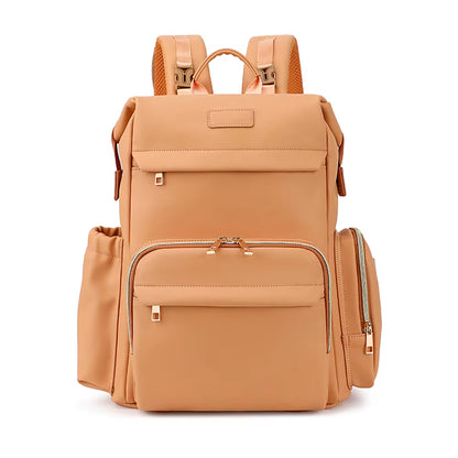 PU Leather Diaper Bag Backpack with Insulated Bottle Pockets and Wipes Pocket