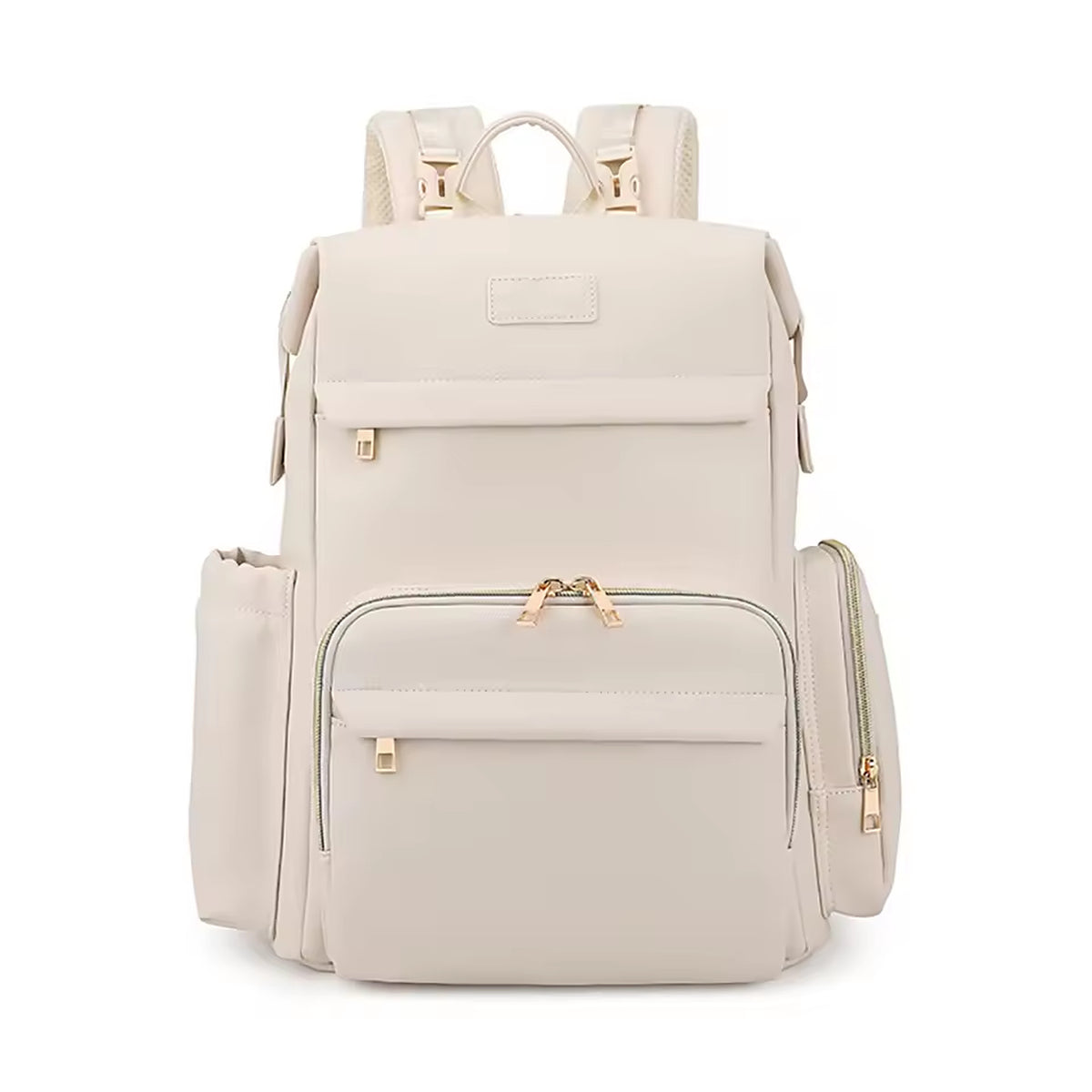PU Leather Diaper Bag Backpack with Insulated Bottle Pockets and Wipes Pocket