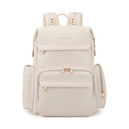 PU Leather Diaper Bag Backpack with Insulated Bottle Pockets and Wipes Pocket