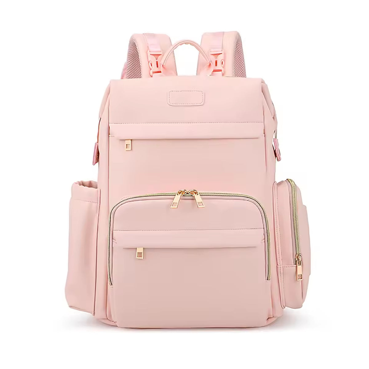 PU Leather Diaper Bag Backpack with Insulated Bottle Pockets and Wipes Pocket