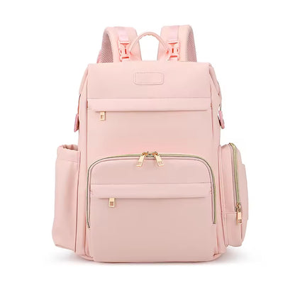 PU Leather Diaper Bag Backpack with Insulated Bottle Pockets and Wipes Pocket