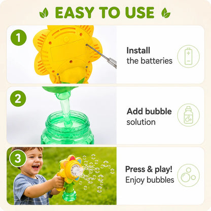 Automatic Sunflower Bubble Machine for Kids